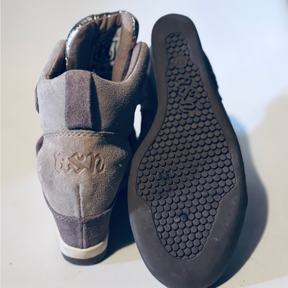 Brown Wedge Sneakers with Velcro Straps - Picture 3 of 4